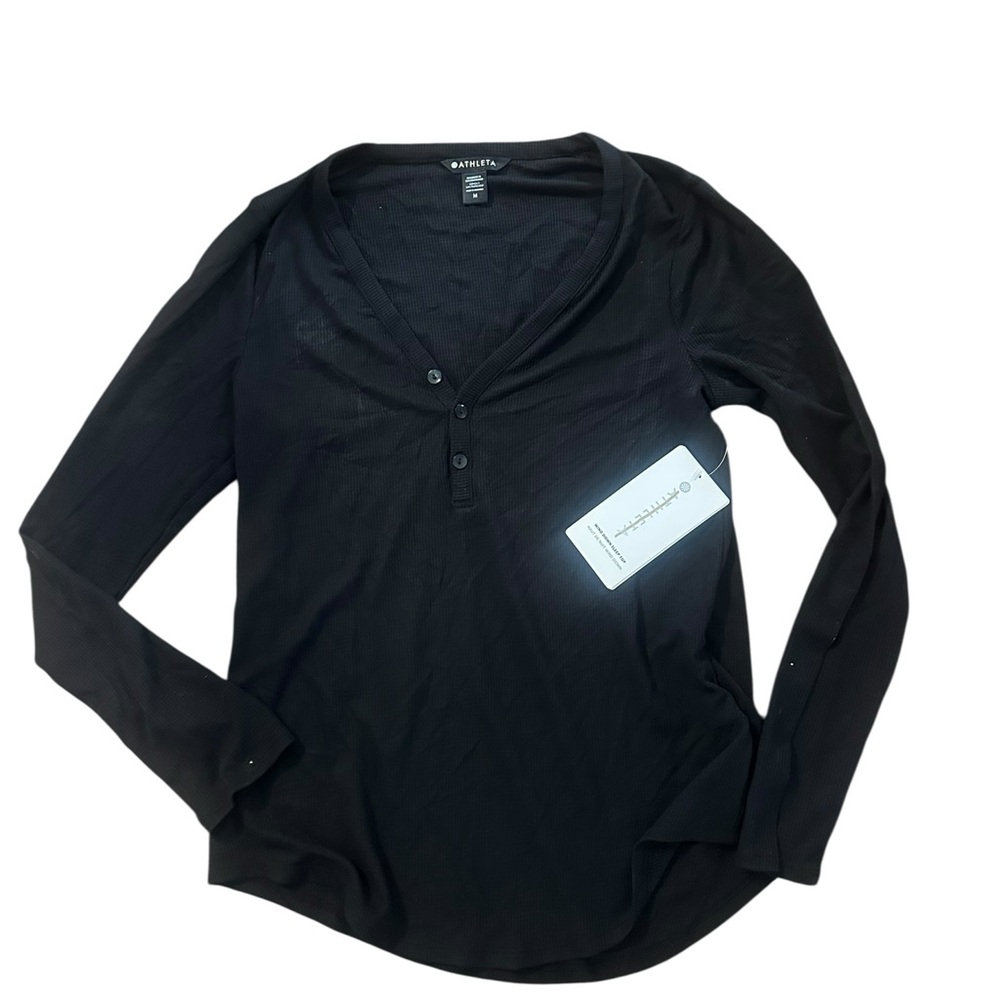 5 Athleta Black Long Sleeve Henley Shirts NWT